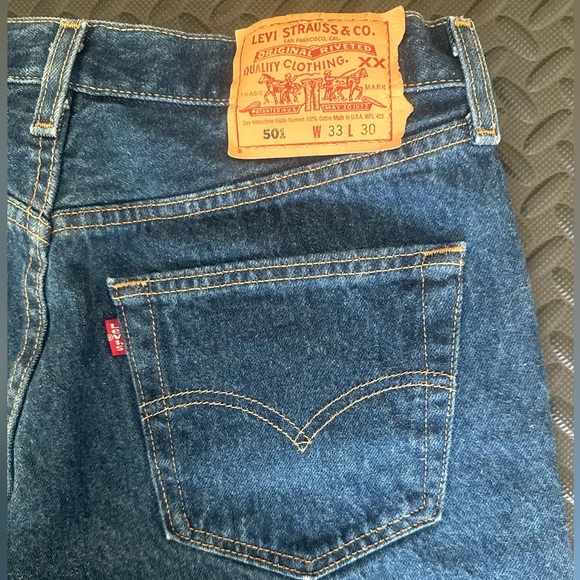 VTG Levis 501 Jeans Men’s 33x30 Blue Regular Straight Button Fly Dark Wash Denim - Picture 3 of 8